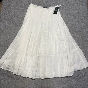 Lauren Ralph Lauren LRL Tiered Maxi Skirt Women’s Medium M White Boho Summer
